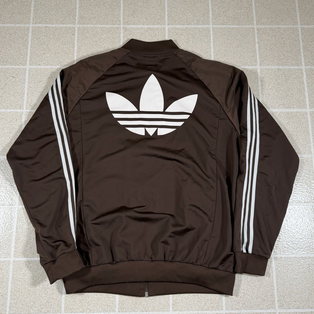 Vintage Adidas Originals Track Jacket Mens M Brown Full Zip 3 Stripe Trefoil